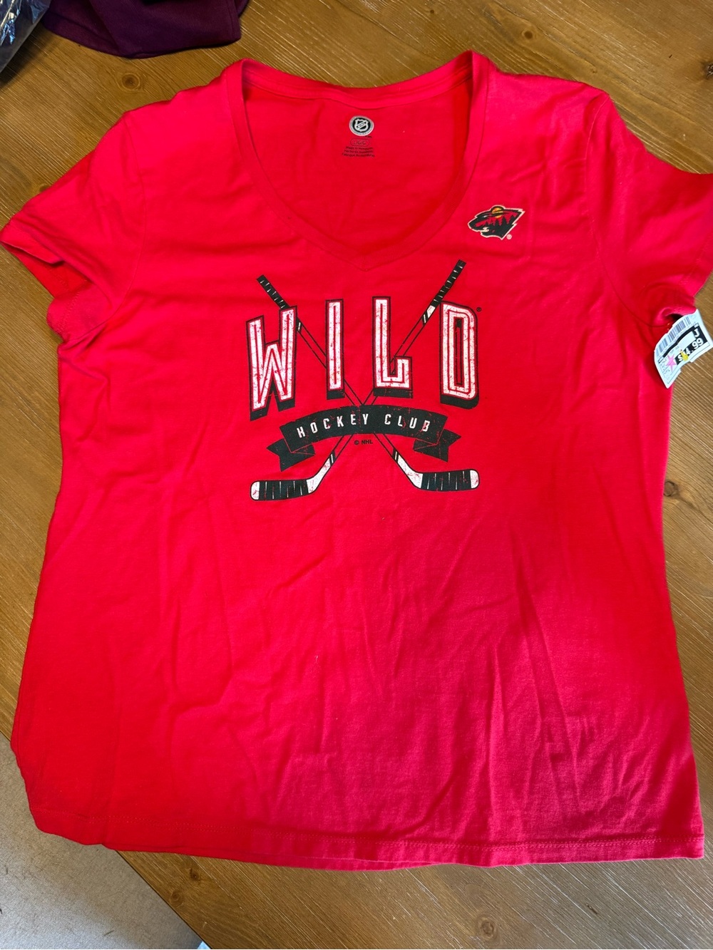 NHL Women’s Red V-Neck Wild Hockey Club Tee